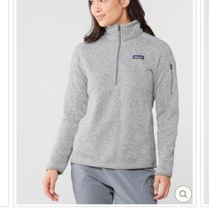 Women’s half zipped Patagonia birch white, size medium.